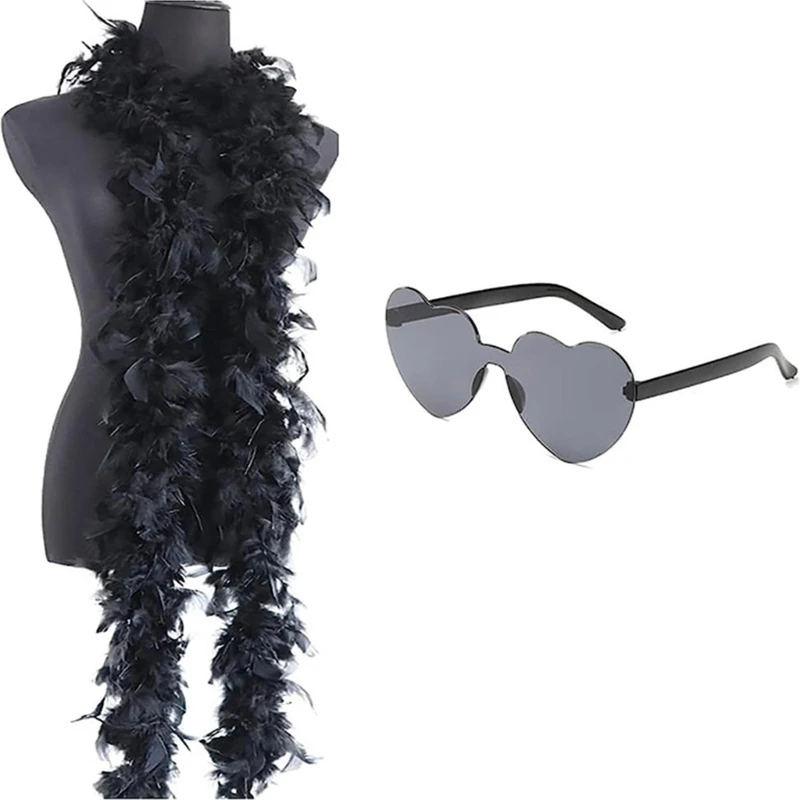 Western Costume Scarf Sunglasses for Bridal Shower Boas Neckwear Long Scarf Roleplay Nightclub Lady Roleplay Suit image 4
