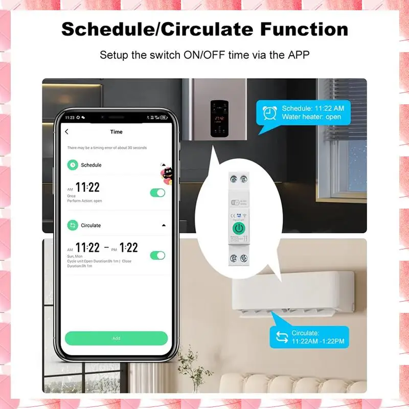JAJA Circuit Breaker Din Rail Switch Timing Voice Mobile Phone Control 1-63A With Metering