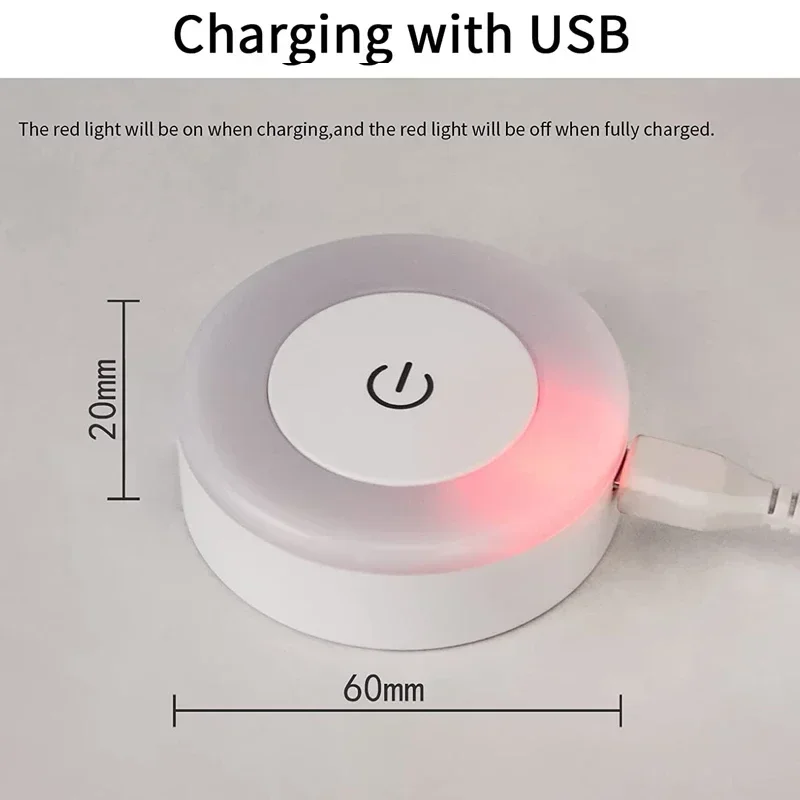 Mini led sensor de toque luzes da noite usb recarregável cozinha quarto base magnética luz parede redonda portátil escurecimento noite lâmpada