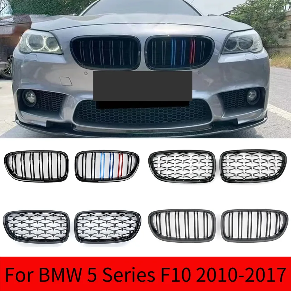 

For BMW 5 Series F10 F11 F18 520d 530d 540i 2010-2017 Car Gloss Black Kidney Grill Dual Slats Racing Grill Replacement Part