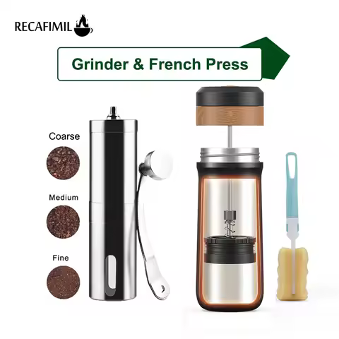 Moedor de café manual em aço inoxidável, French Press, Cafeteira portátil, Filtro de êmbolo de café, Caneca Tarvel, 350ml