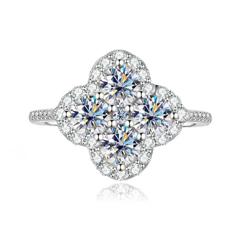 

Сертифицированное обручальное кольцо с муассанитом в форме четырехлистного цветка, 3 мм, D VVS1, из позолоченного золота 14K, женское ювелирное украшение, подарок на годовщину