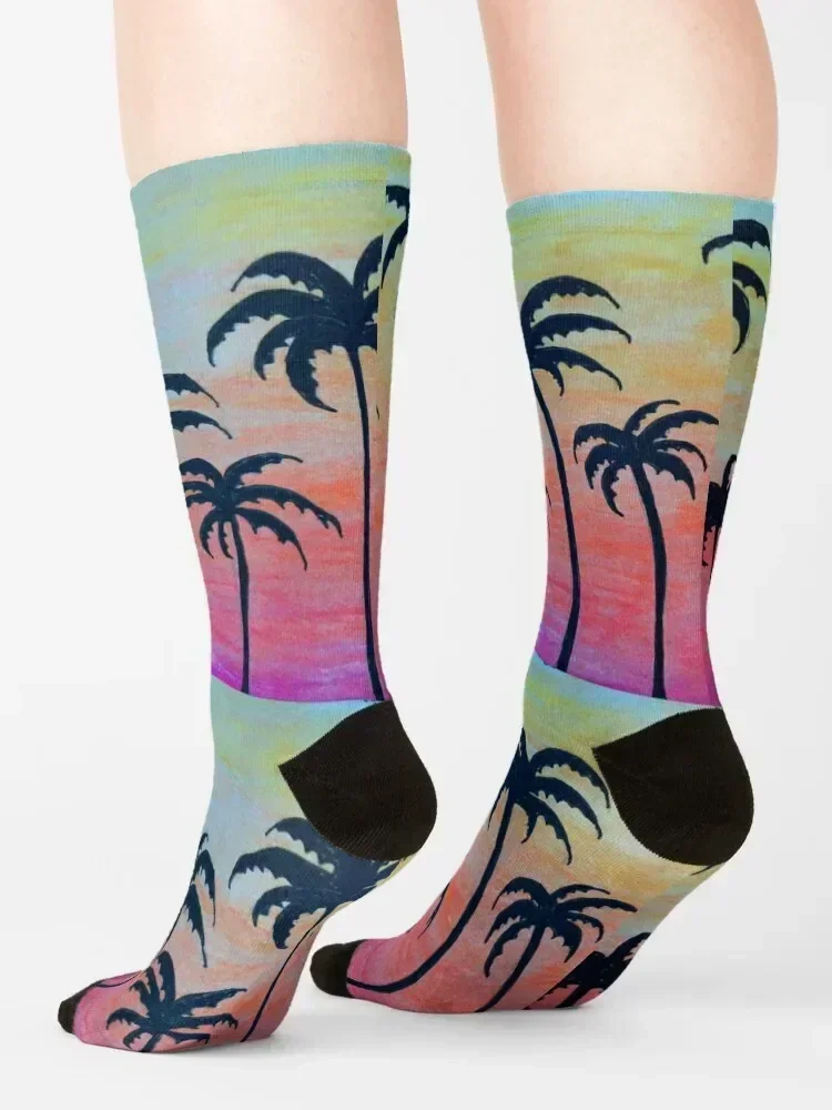 Palm Trees Socks designer brand Running new year custom sports Socks Girl Men's