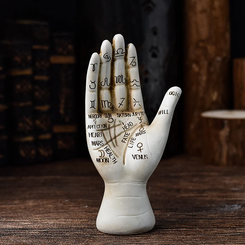 Halloween Decor Psychic Palm Hand Palmistry Statue Prop Creative Tea Table Sculpture With Lines Decoration