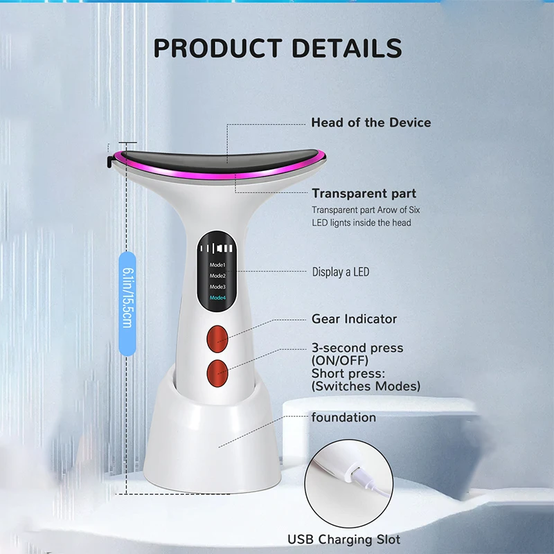 Sonic Vibration Massager Microcurrent Warming Beauty Device,3 Massage Modes,Face Neck Tighten,Skin Rejuvenation Skincare Tools