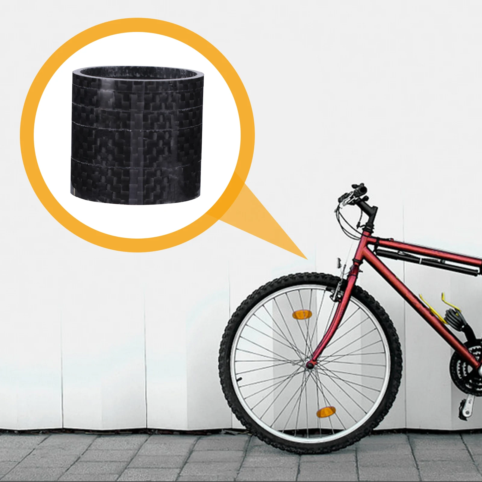 

5pcs Carbon Fiber Headset Spacers Set Bike Fork Stem Spacers Heat Resistant Durable Adjustable Bicycle Accessories Black