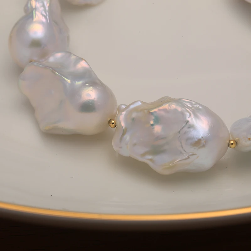 High Quality Real natural freshwater Large Baroque pearl necklace Choker 925 sterling silver clasp Classic clavicular chain NE
