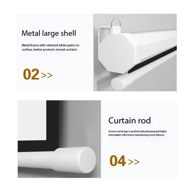 High definition projector curtain remote control 100 inch household conference wall hanging anti-light automatic lifting