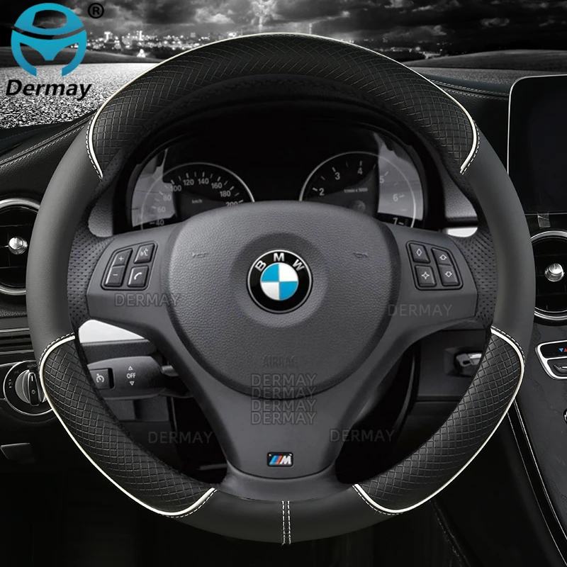 for BMW Serie 1 E81 E82 E87 E88 F20 F21 F40 F52 PU Leather DERMAY Car Steering Wheel Cover Auto Accessories Fast Shipping