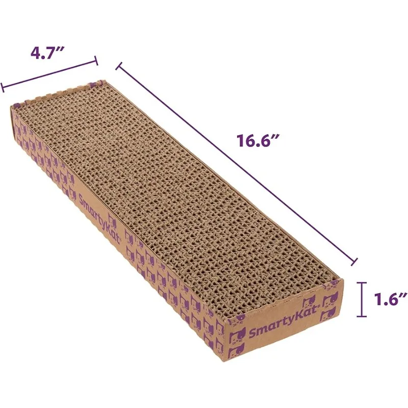 SmartyKat Super Scratcher Corrugated Cat Scratcher، تقنية Catnip Infusion - بني، عريض واحد