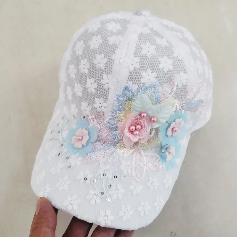 

Spring And Summer New Hat Female Korean Mesh Breathable Duck Tongue Handmade Stickers Flower Outdoor Sun Protection Baseball Cap