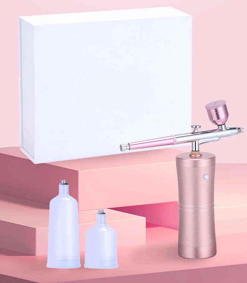 ชุดเครื่องพ่นสีแบบพกพาสำหรับแต่งหน้า พร้อมเครื่องเติมน้ำ ชุดเครื่องอัดอากาศ ปากกาพ่นสีแบบแอคชั่น ปากกาพ่นสี