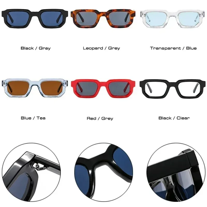 Fashion Blue Square Sunglasses For Women Men Retro Luxury Designer Clear Lens Sun Glasses Shades UV400 Eyeglasses image 6