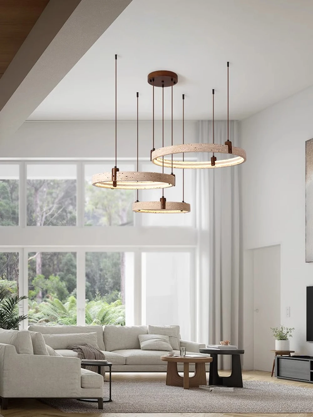 2026 Elevate Living Room With Our Luxury Natural Stone LED Chandelier High-end Pendant Light 40cm 50cm 60cm Dimming Function