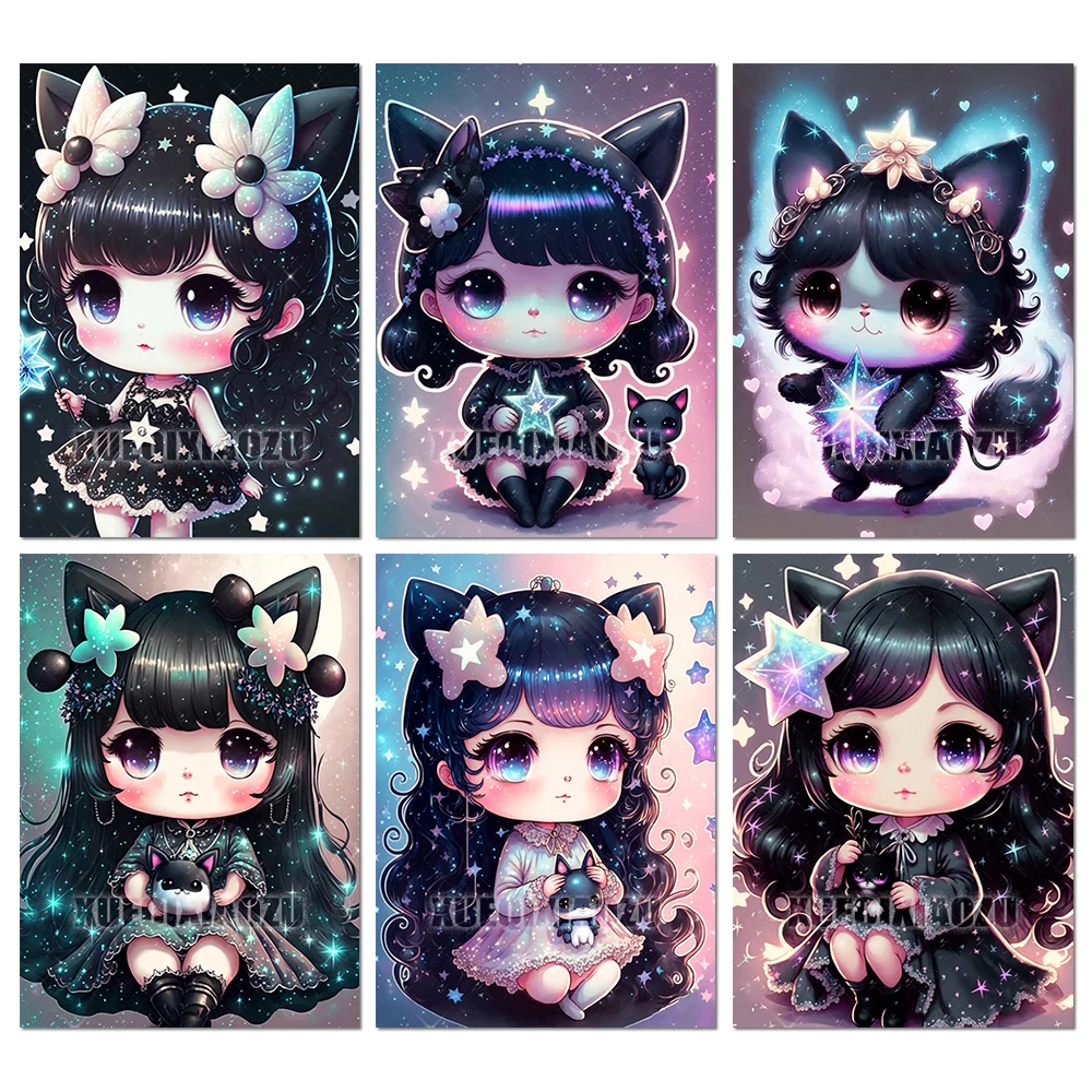 5D Cartoon Diamond Painting Cross Stitch Set Star Girl Diamond Mosaic Embroidery Suitable for Children DIY Gifts Home Decoration