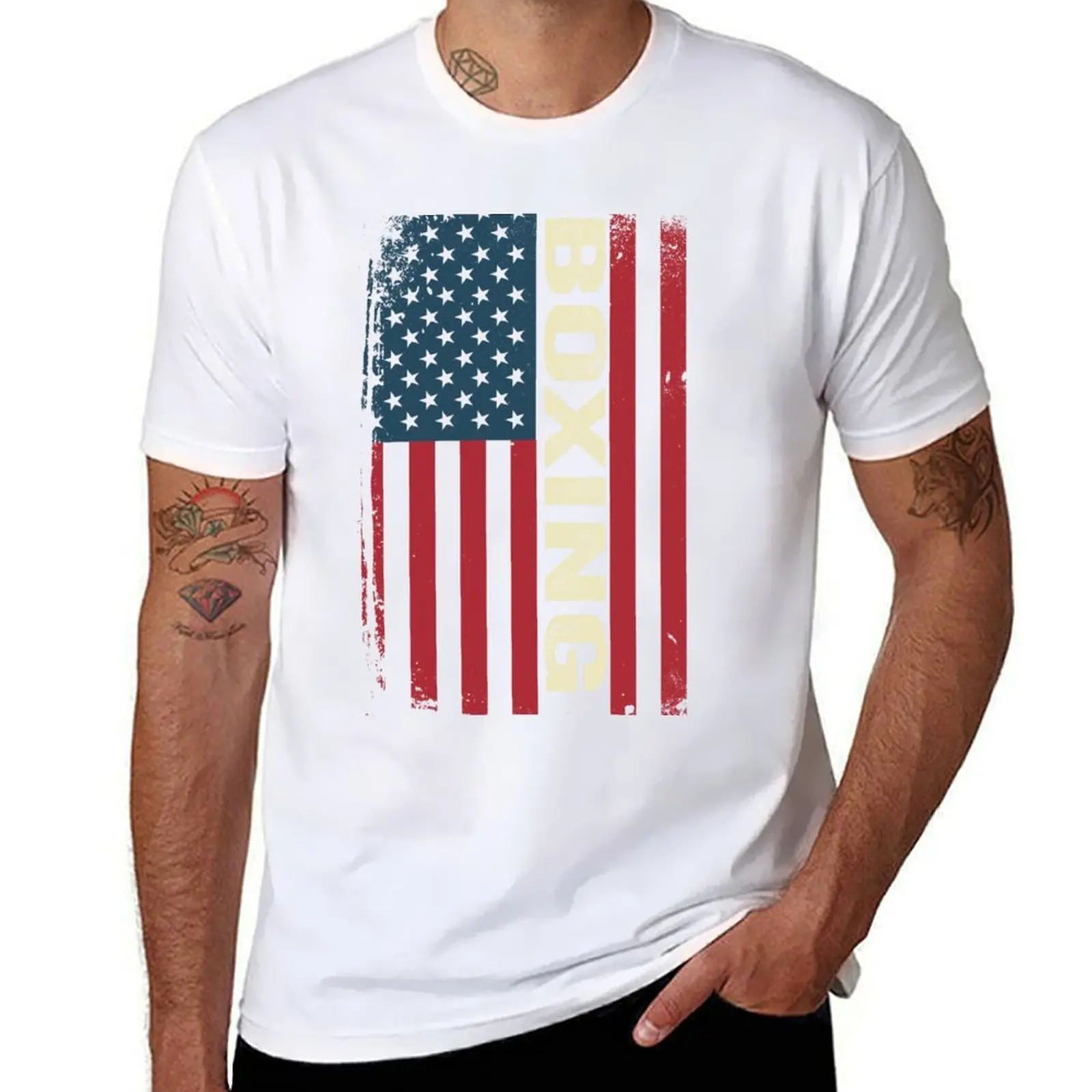 

Mens Boxing Vintage USA American Flag Father's day Gifts T-Shirt t shirts for man graphic vintage funny t shirts man T-Shirt