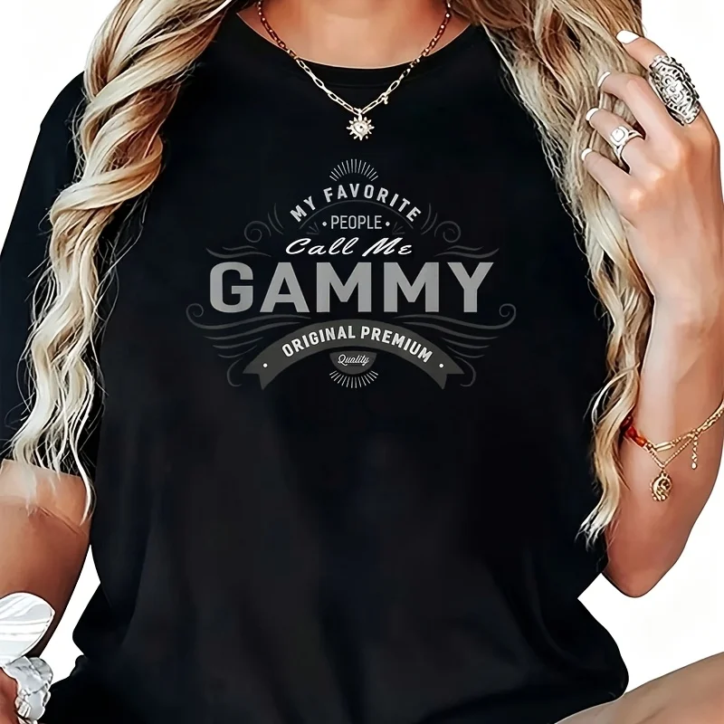 My Favorite People Call Me Gammy Mothers Day Women's T-Shirt 100% Cotton Funny Graphic Short Sleeve Tee Novelty Shirt Casual Crew Neck Top S-5XL