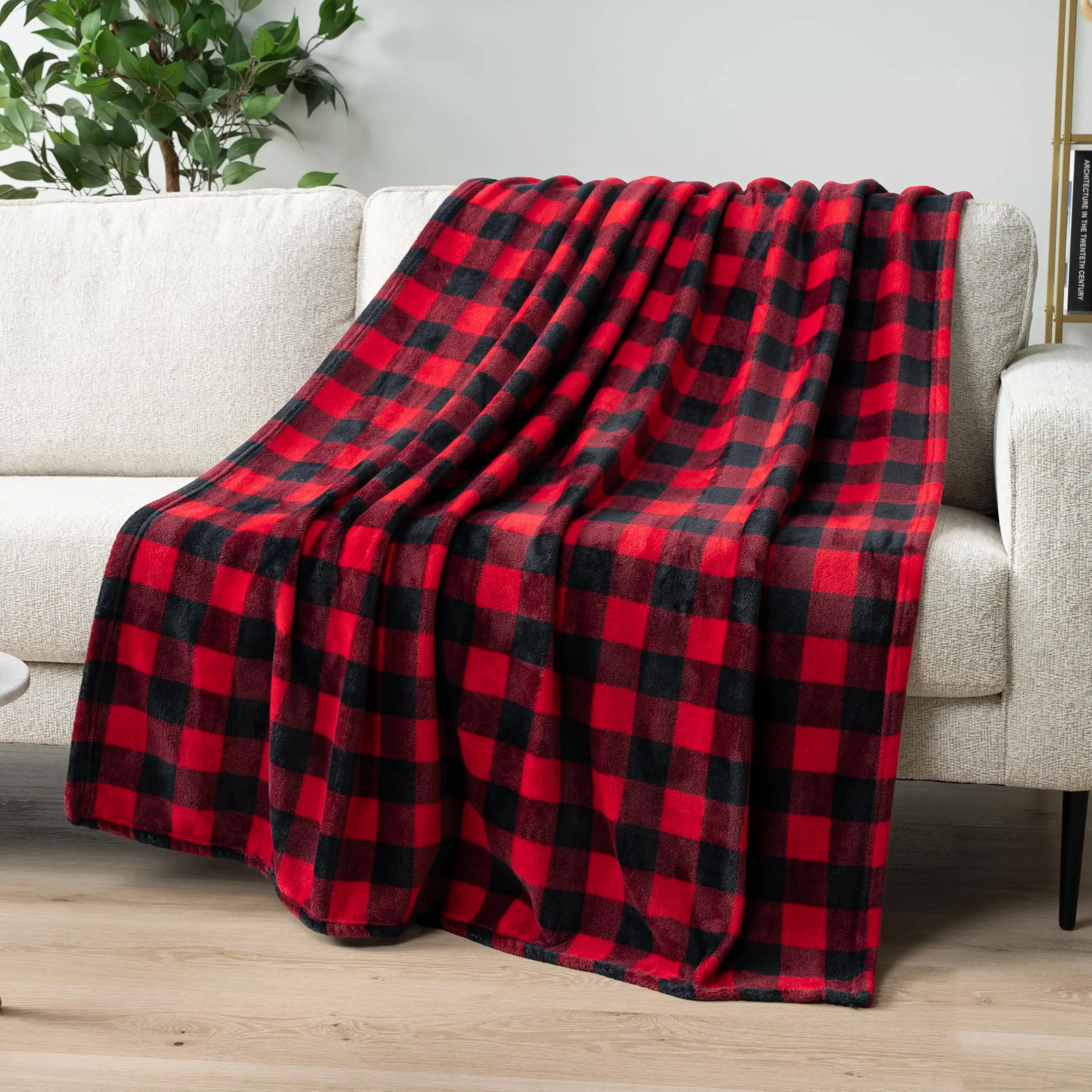 Buffalo-Karomuster-Wolldecke, geeignet für Sofa, weiche Karomuster-Flanelldecke, karierter Weihnachts-Sofabezug für Bett, warm und bequem