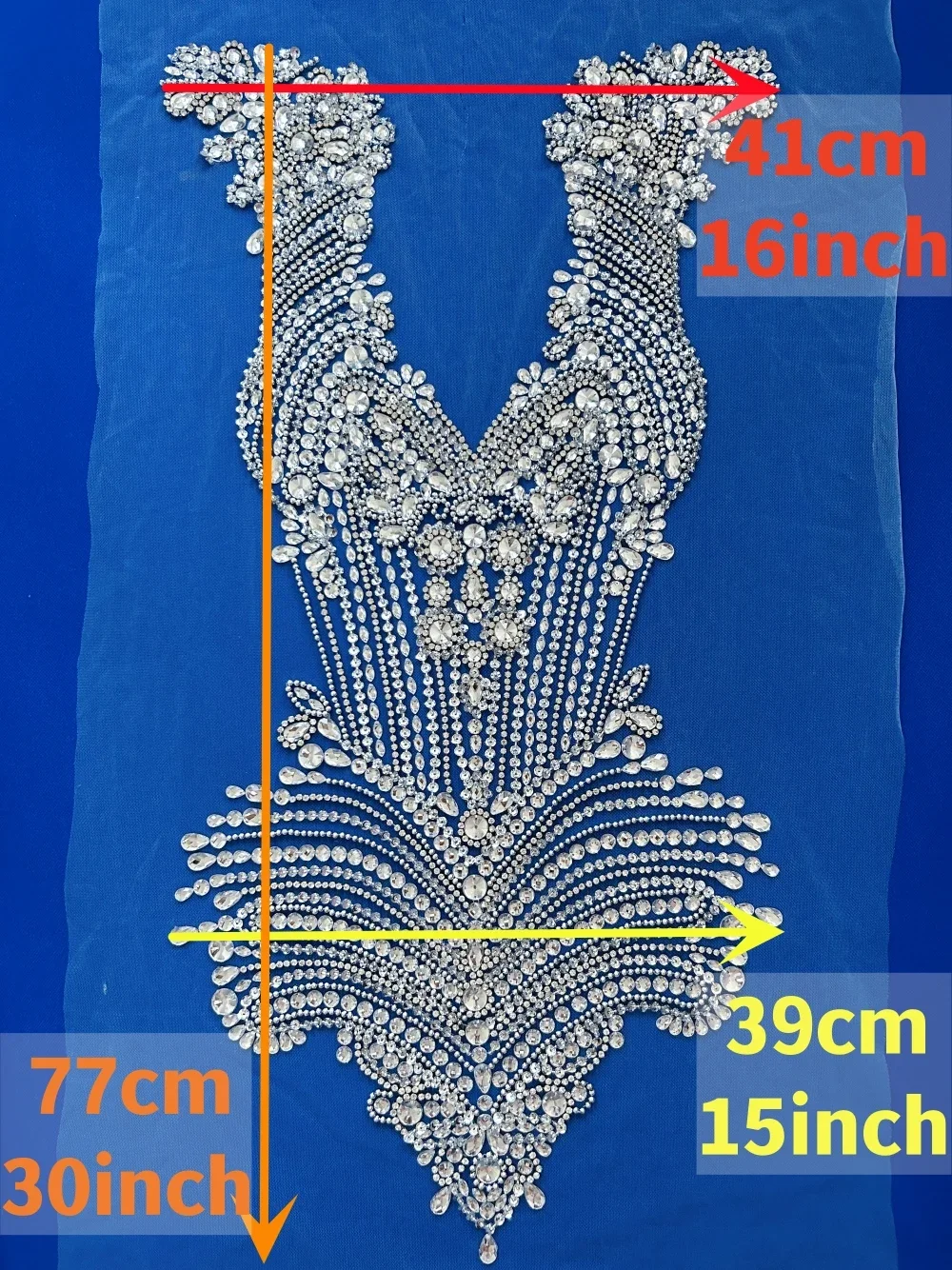 Appliques For Clothing Sewing White Beaded Wedding Patches Crystals Rhinestones For Prom Gown Dress Bodice Decorations Diy