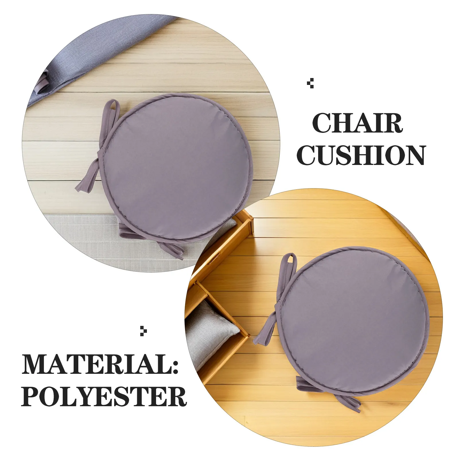 1Pcs Round Seat Cushion Thickened Sponge Polyester Chair Pad for Dining Chairs Desk Stools Sofa Bed Car Light Grey 38Cm Home
