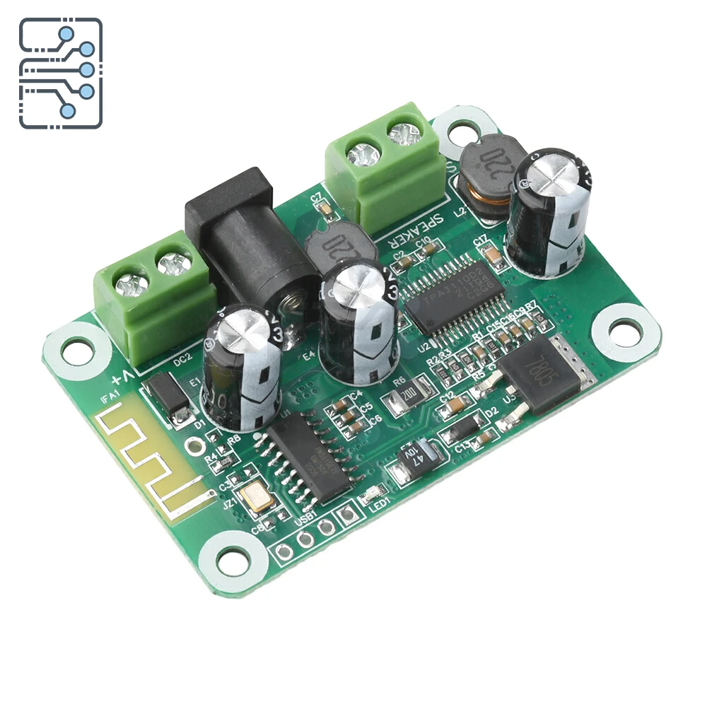 

Mono 30W amplifier board DC 9-25V TPA3110 Bluetooth 5.4 amplifier board TWS stereo, power supply interface DC 5.5*2.1mm
