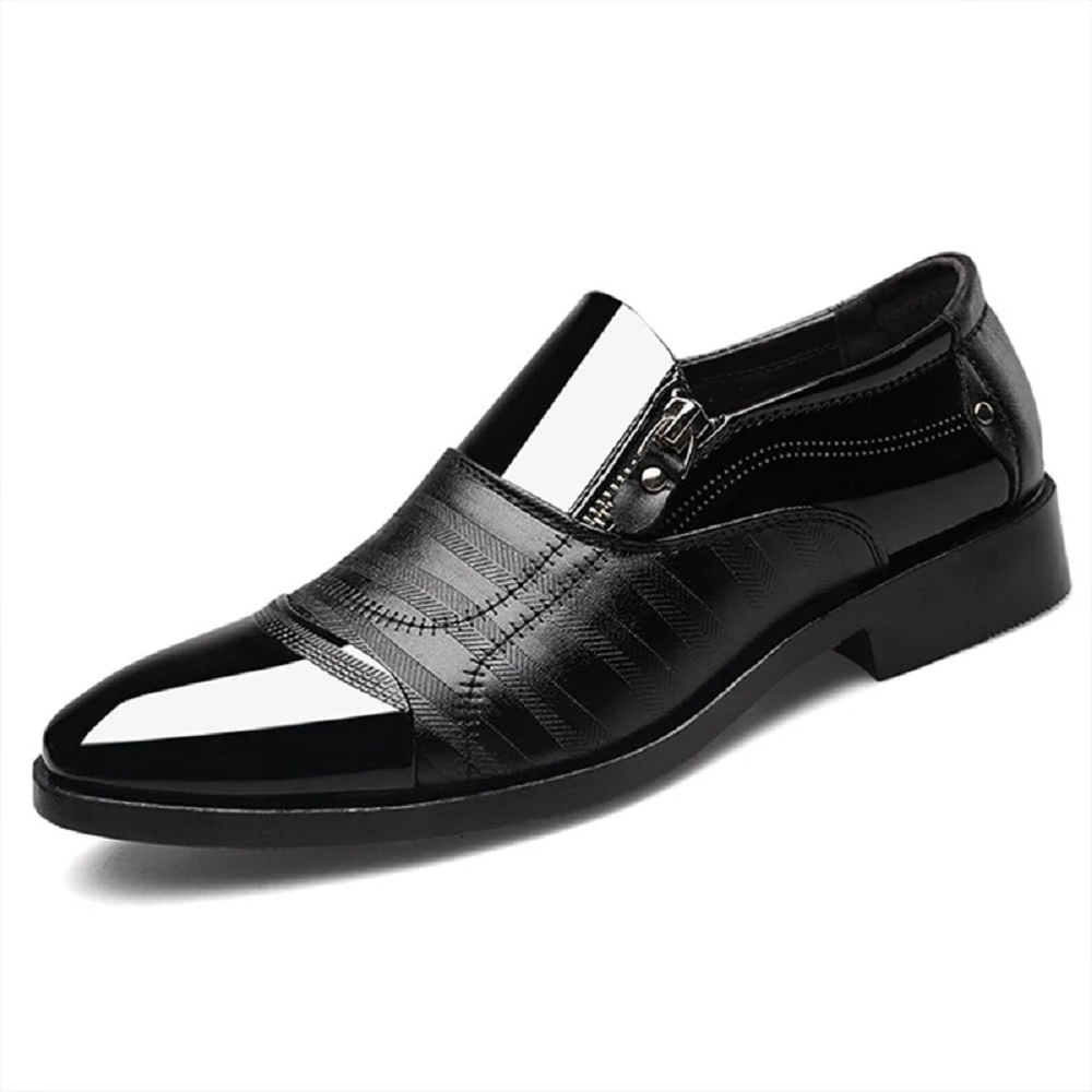 

Mens Dress Shoes Oxford Formal Business Slip On Loafers Pointed Zipper Lightweight Casual Shoe Tuxedo Shoes