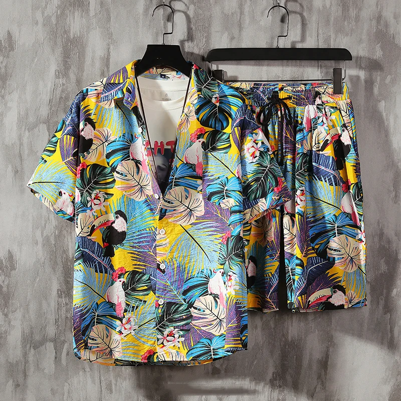 Summer Beach Flower 3D Print Men Shirt Sets Fashion Short Sleeve Shirt Oversized Beach Shorts Streetwear Hawaiian Suits Clothes