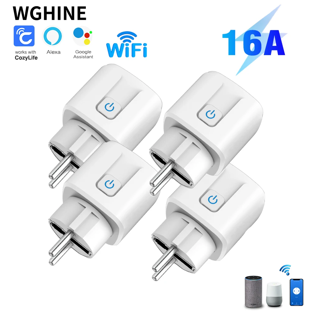 WiFi smart socket EU plug 16A with power monitor timing function CozyLife APP control and Alexa Google homepage use together