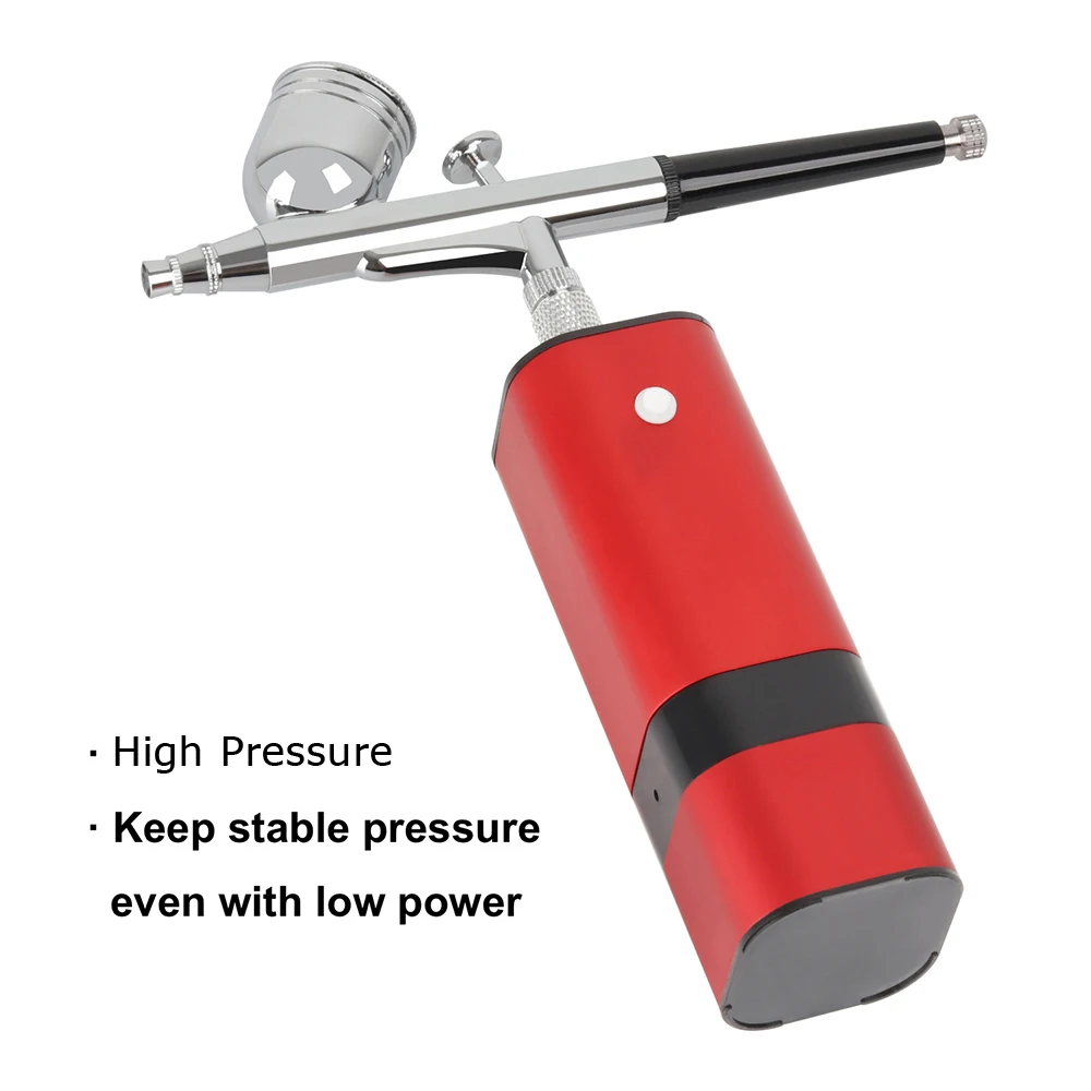 

TM80-130 Red Color Mini Airbrush Kit Wireless Sigle Action Compressor High Pressure Pneumatic Tools