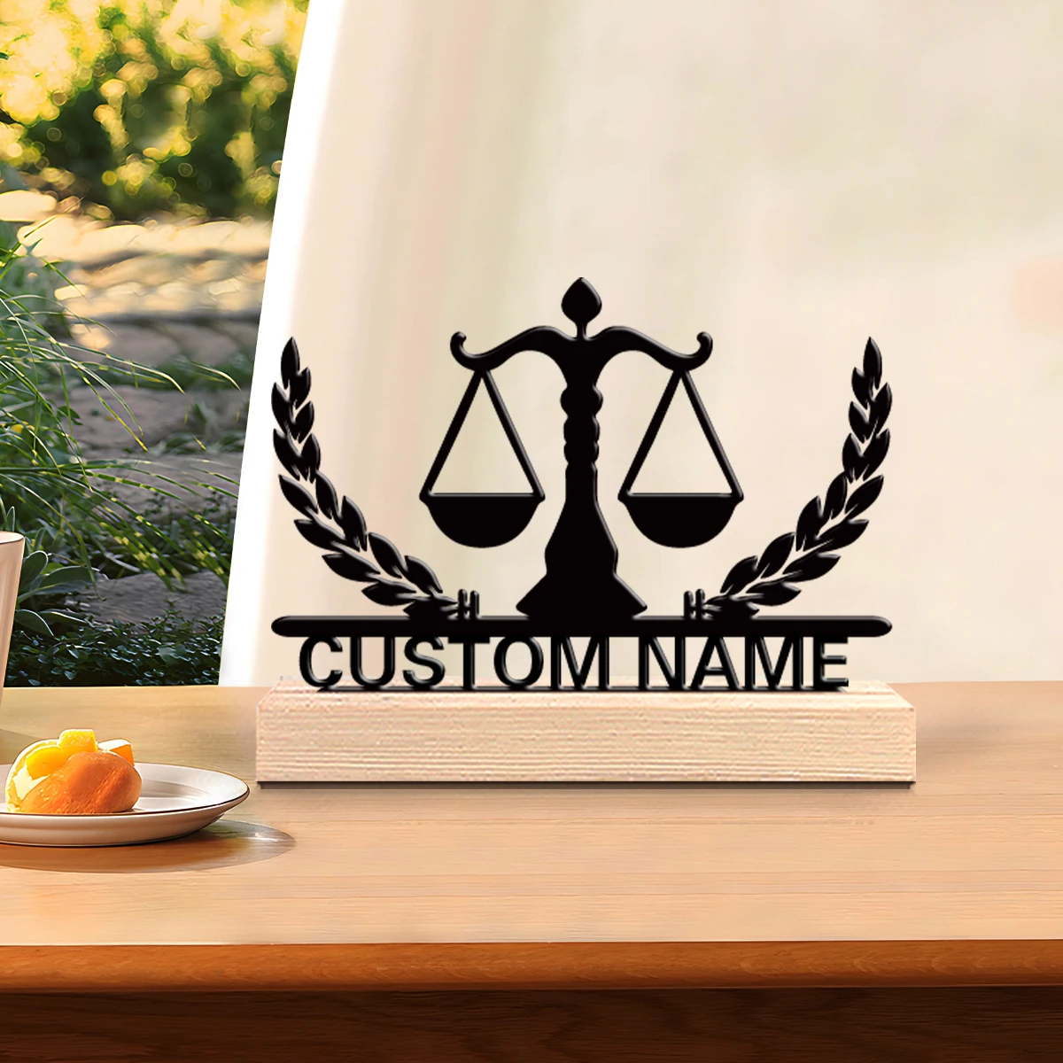 1 pc A symbol of the authority of judges Customized Text Wood Material Handcrafted with Elegant Cursive Lettering for court
