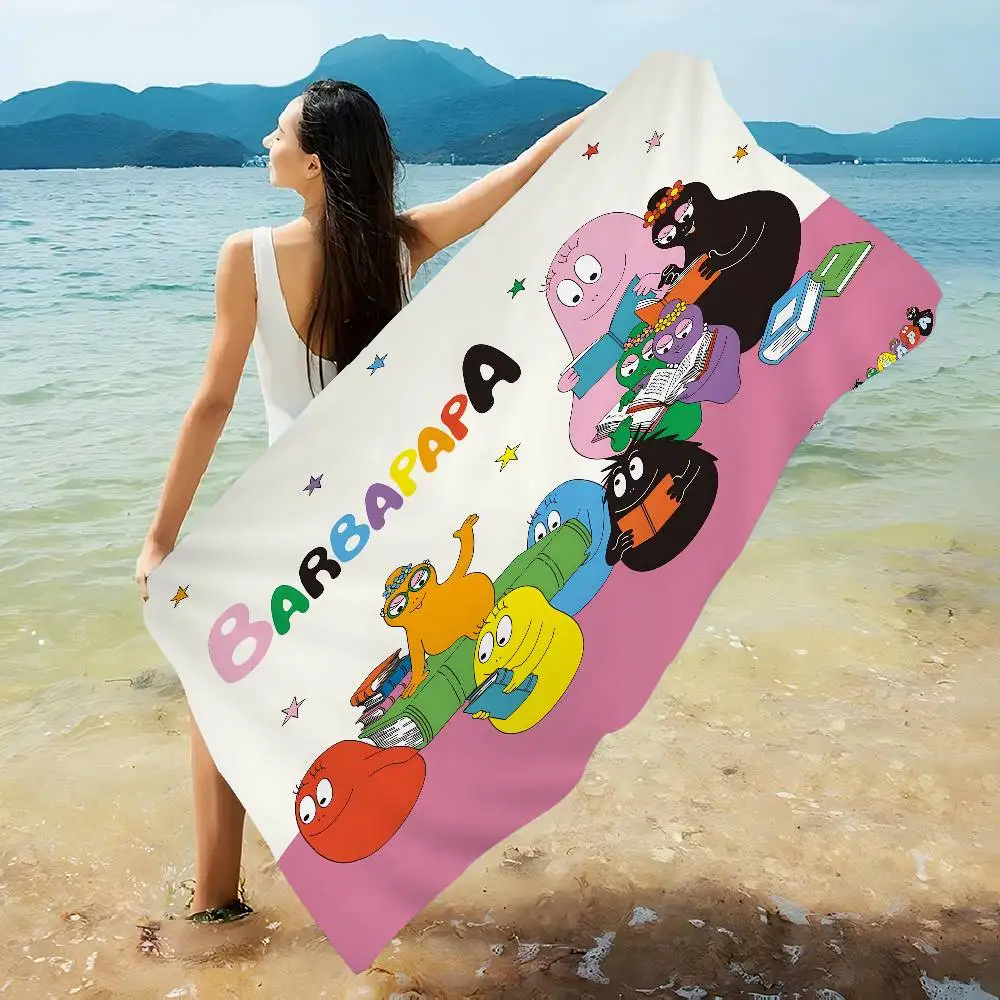 Cute Cartoon Les Barbapapa Beach Towel Colorful Bath Towels for Girl Quick Dry Custom Sand Free Beach Yoga Spa Gym Pool