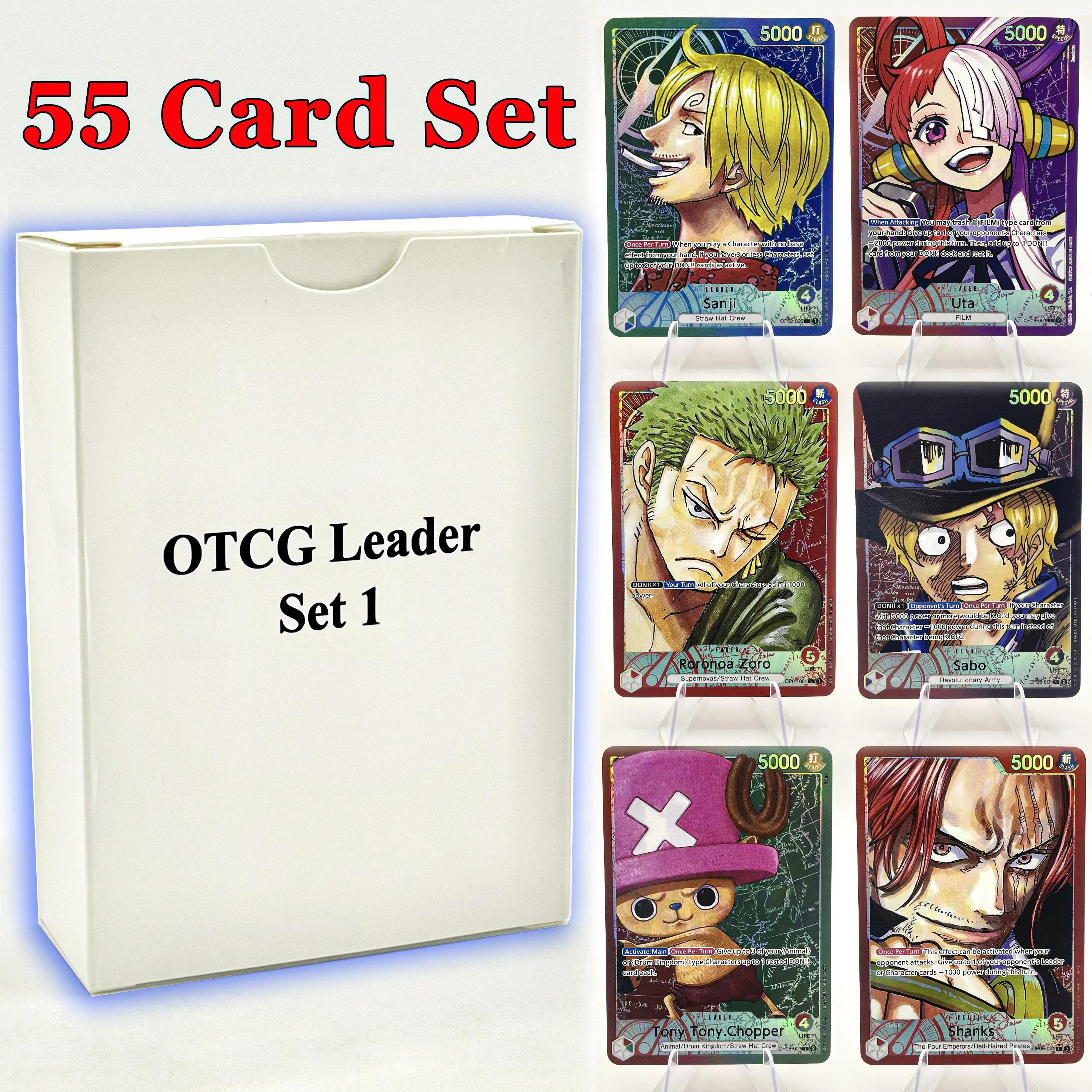 

55 PCS ONE PIECE Cards Dragon Rebecca Sabo Perona Lucci Shanks Robin Proxy Whole Set OTCG Leader Foil Card