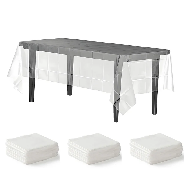 10/20/50PCS Disposable Tablecloth Transparent Tablecloth Portable Easy Storage Home Restaurant Party Wedding Camping Dust Mat