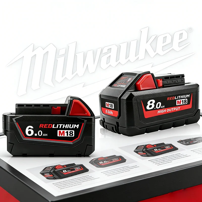 

Milwaukee M18 Lithium ion Battery 6.0Ah 8.0Ah 48-11-1850 48-11-1860 for M18 Drill Impact Wrench High Output Power Tools Battery