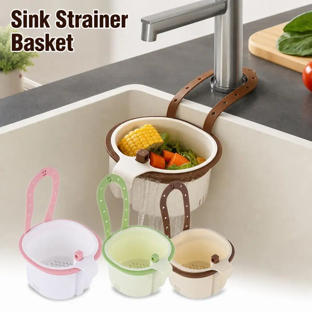 Sink Draining Hanging Basket Kitchen Sponge Rag Storage Rack Kitchen Sink Residue Filtration Anti-clogging Draining Basket