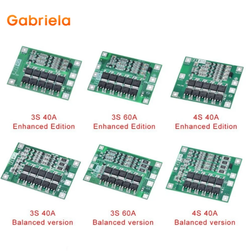 3S/4S 40A 60A Li-ion Lithium Battery Charger Protection Board 18650  BMS For Drill Motor 11.1V 12.6V/14.8V 16.8V Enhance/Balance