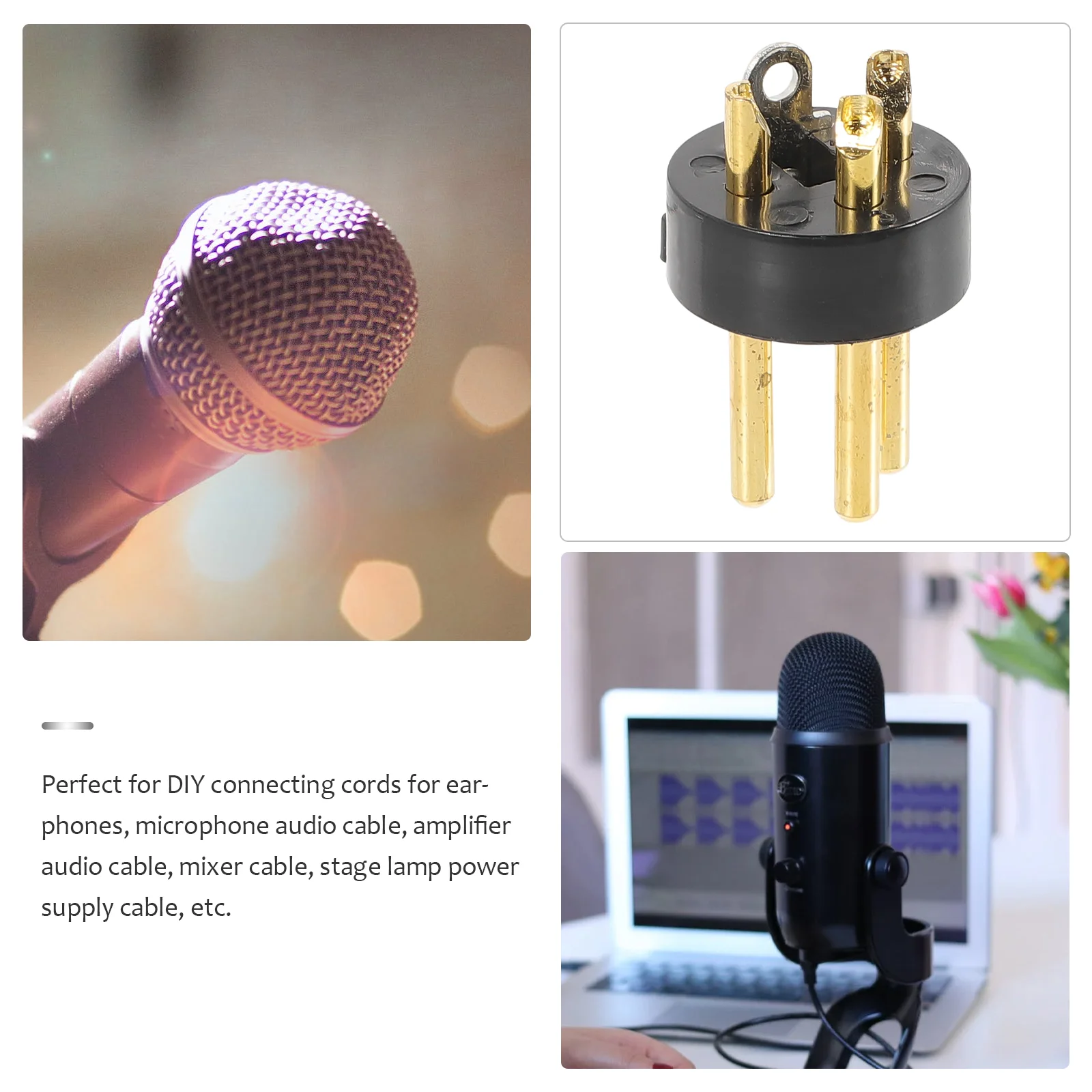 10pcs Connector 3 pin Gold plated for Microphone KTV Audio Conversion Adapter Speaker Accessories Mic