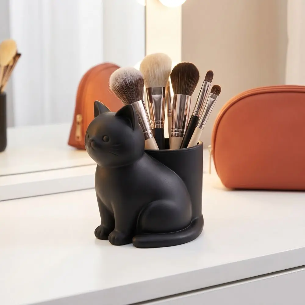 Creative 3D Printed Cat Pen Holder Cute Decorative Stationery Storage Box Plastic Makeup Brush Storage Box Student Use