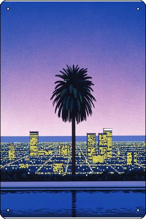 Hiroshi Nagai Art Print Vaporwave Shirt Wallpaper Metal Print Metal Tin Sign 12 X 8 Inch Funny Man Cave Home Office Bar Decor