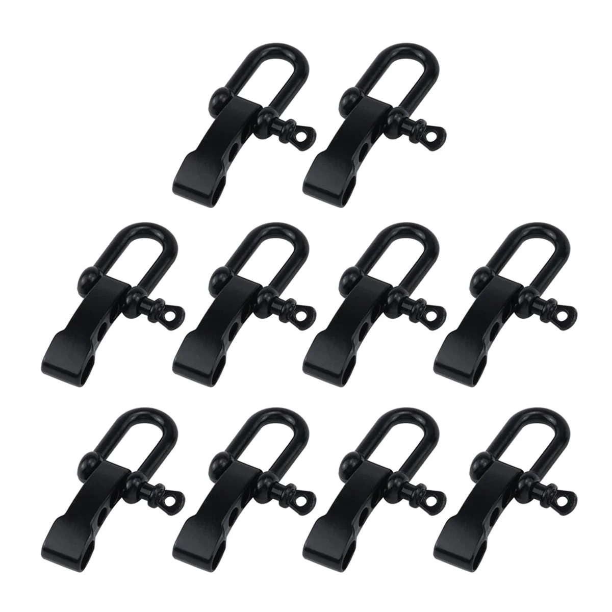 10Pcs Paracord Bracelet Shackle Buckle, Bow Anchor Shackle Clasp D Shackle Clip Adjustable for Survival Bracelet Black