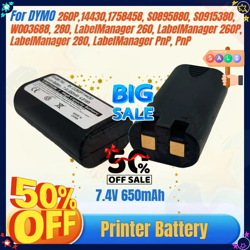 SWZY 650mAh New Printer Battery for 3M PL200 14430 W003688 S0895880 for DYMO LabelManager 260P 280 260 PnP 1758458 W003688 S0915
