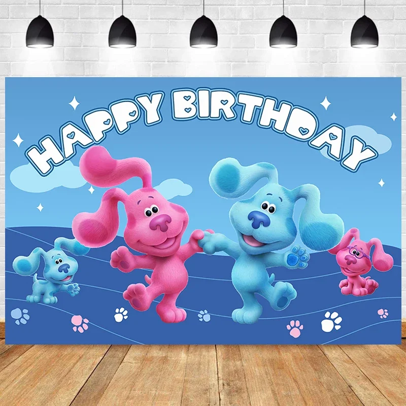 Fournitures de décoration pour fête d\'anniversaire à thème Blues Clues, chien tacheté bleu, gobelets en papier, assiettes, serviettes, ballons pour