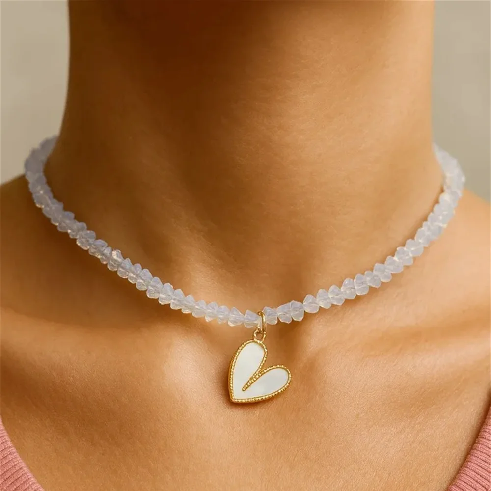 Crystal Heart Pendant Necklace - Vintage Punk Choker