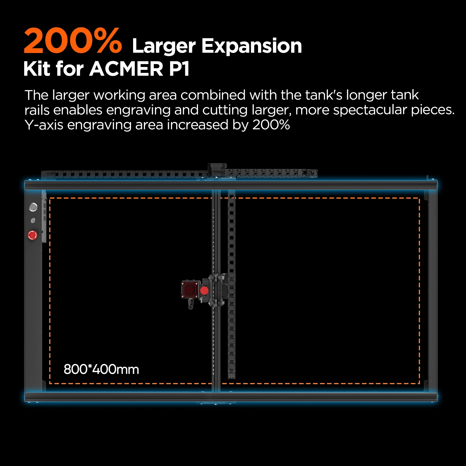 P1 L60 DIY Aluminum Extended Frame Kit Double Engraving Area 800x400mm Workspace for ACMER P1 Series Laser Engraver - view 4