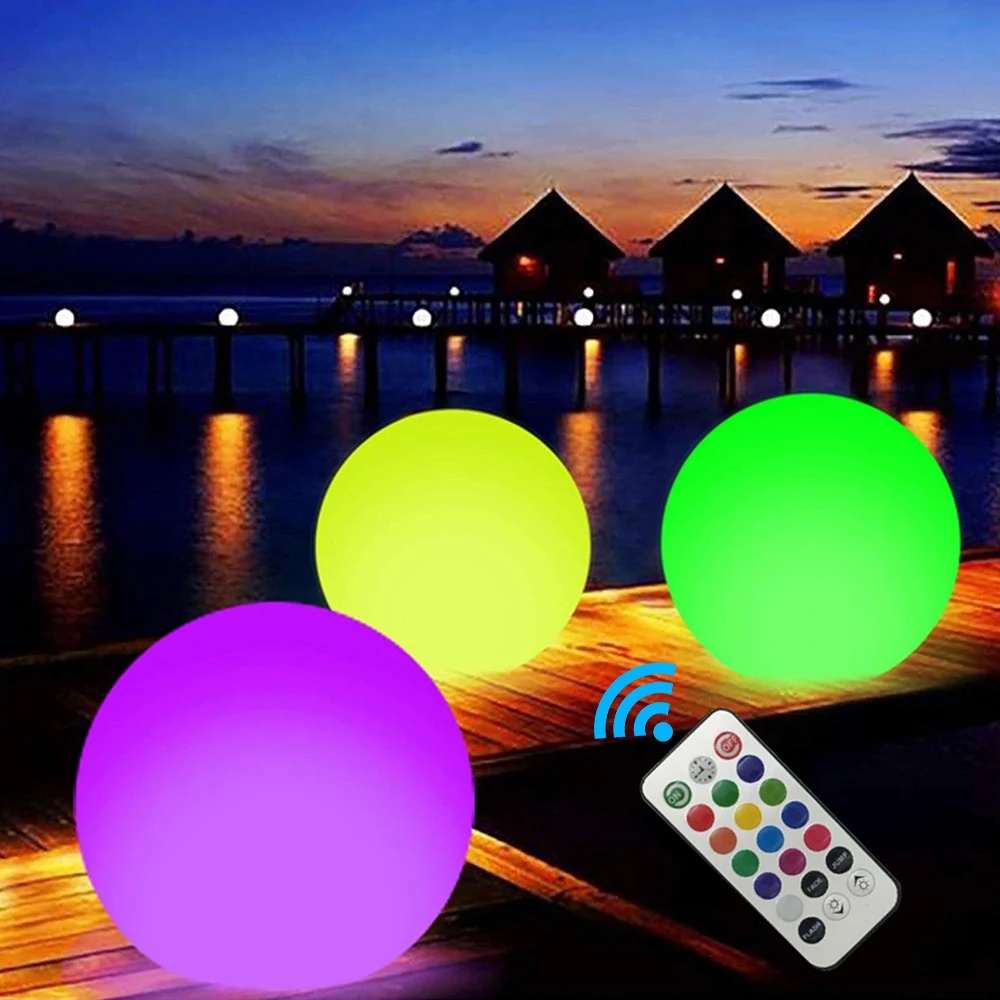 40CM LED Remote Floating Pool Lights 13 Color Waterproof Glowing Beach Ball Light Lawn Lamp Swimming Wedding Party Decor