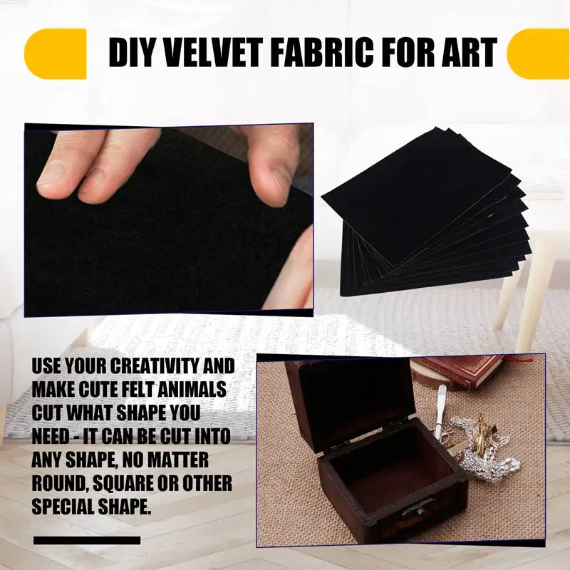 KEKA 10 Uds tela de fieltro autoadhesiva, revestimiento de cajón de terciopelo suave, tela de terciopelo DIY para arte y manualidades joyero forro de fieltro