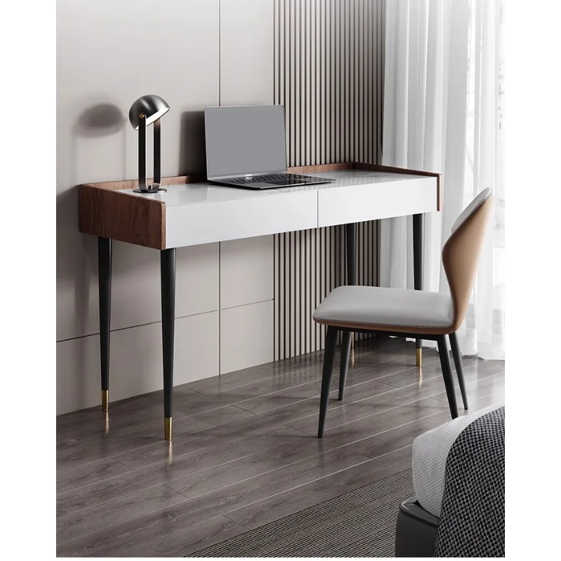 Italian light luxury rock slab desk modern simple home learning and writing small apartment Suitable for interior decoration