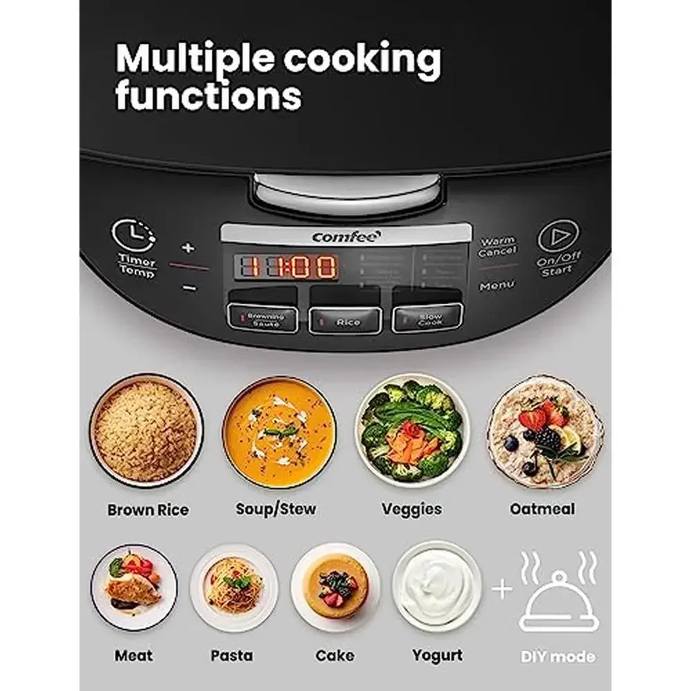 Grande fornello di riso Fuzzy Logic 11 preimpostazioni 10 tazze non cotte Auto Mantieni caldo timer 24 ore su 24 Pannello display a LED dal design premium Valvola a vapore