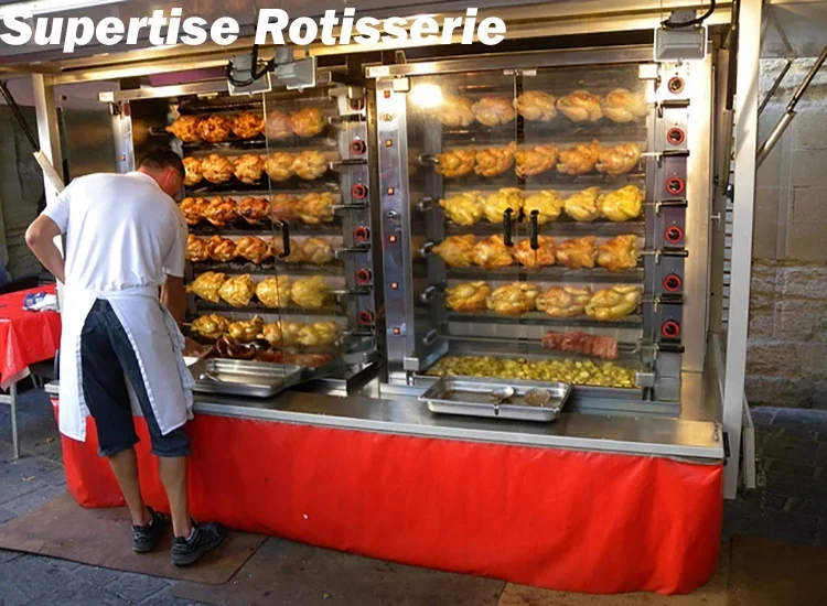 Supertise Rotisserie Grill Para Asar Pollos 3/6/9 Rods Gas Smoker Commercial Chicken Rotisserie