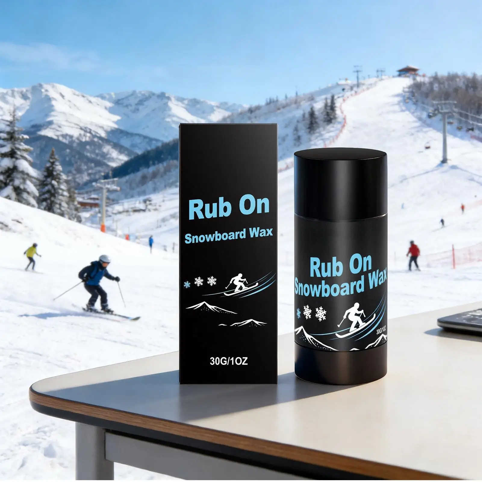 

30g Rub-On Ski & Snowboard Wax Portable Easy to Use Friction Reducer for Indoor Outdoor Winter Sports Skiing Cross-Country